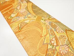 佐賀錦　束ね熨斗に花古典柄模様織り出し　袋帯